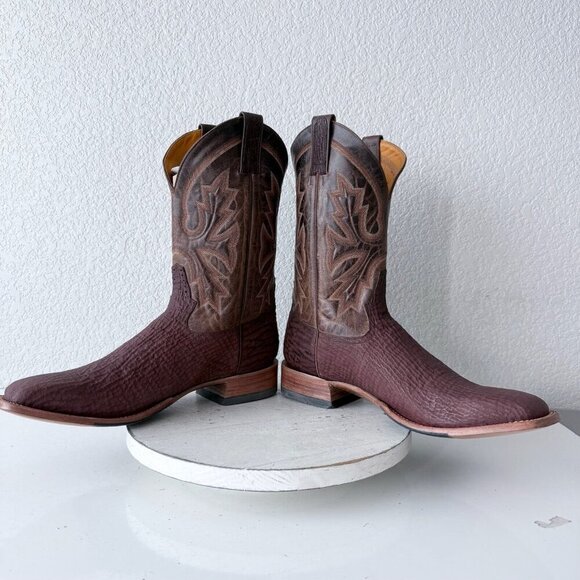 NEW Rod Patrick Mens Cowboy Boots Size 8B Brown Shark Leather Western Square Toe - Picture 8 of 12